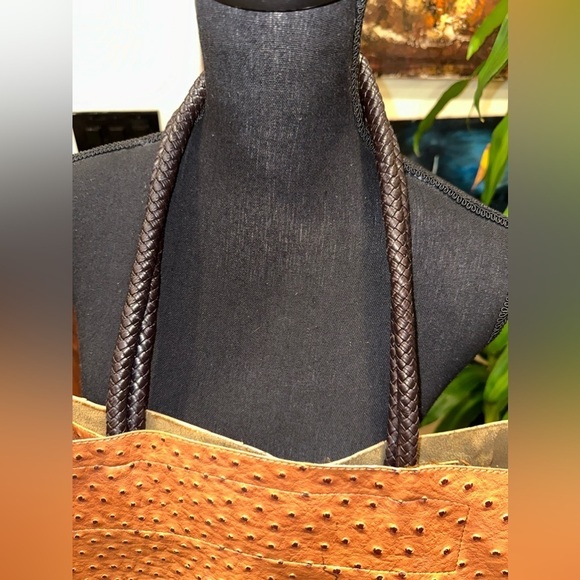 Vintage Synthetic Leather Tote Bag Light Brown - Picture 13 of 15